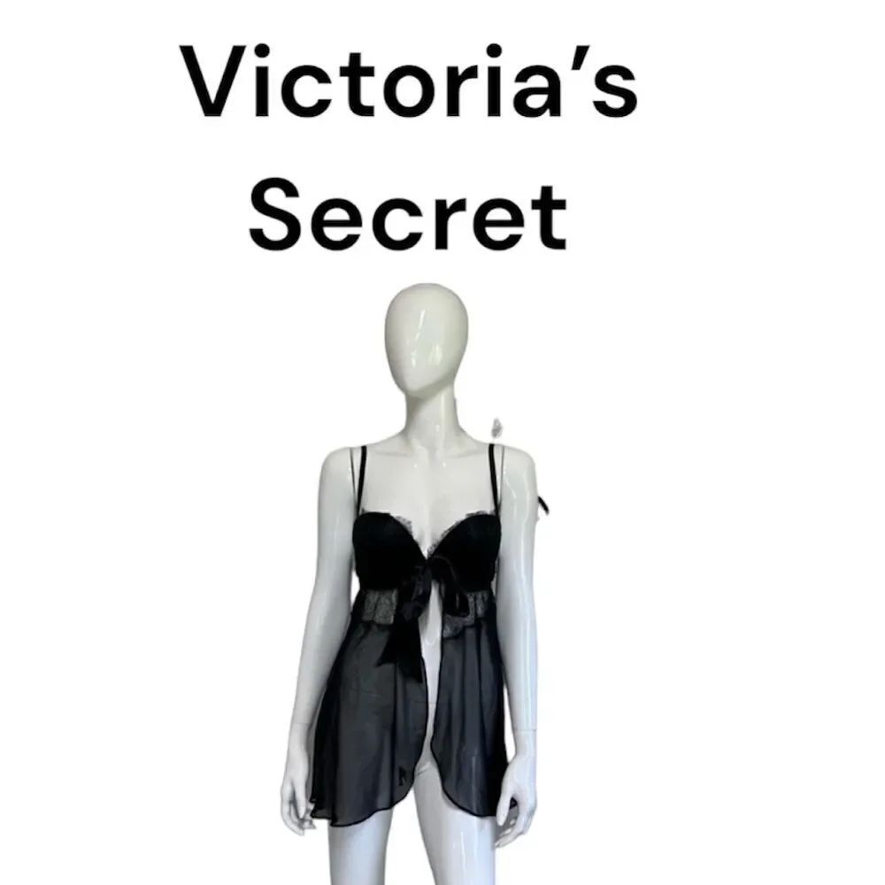 Victoria's Secret Womens Push-Up Bra Chiffon Babydoll Nightie Lingerie Black 34D